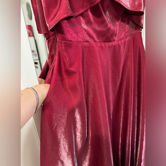 Sau Lee gorgeous satin dress in dark red formal - Picture 3 of 7